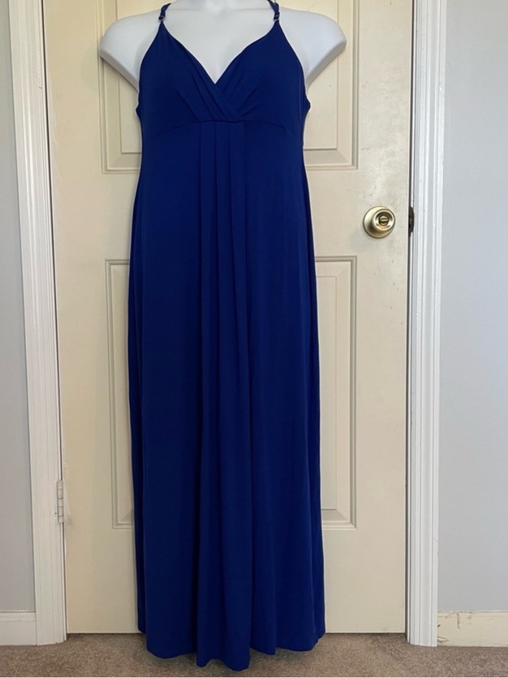 Kenar Royal Blue Maxi Dress with V-Neck large